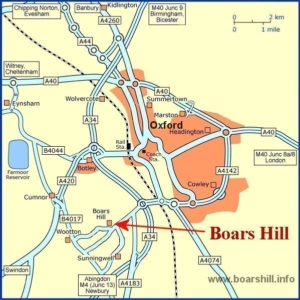 Boars Hill location map - south west of Oxford